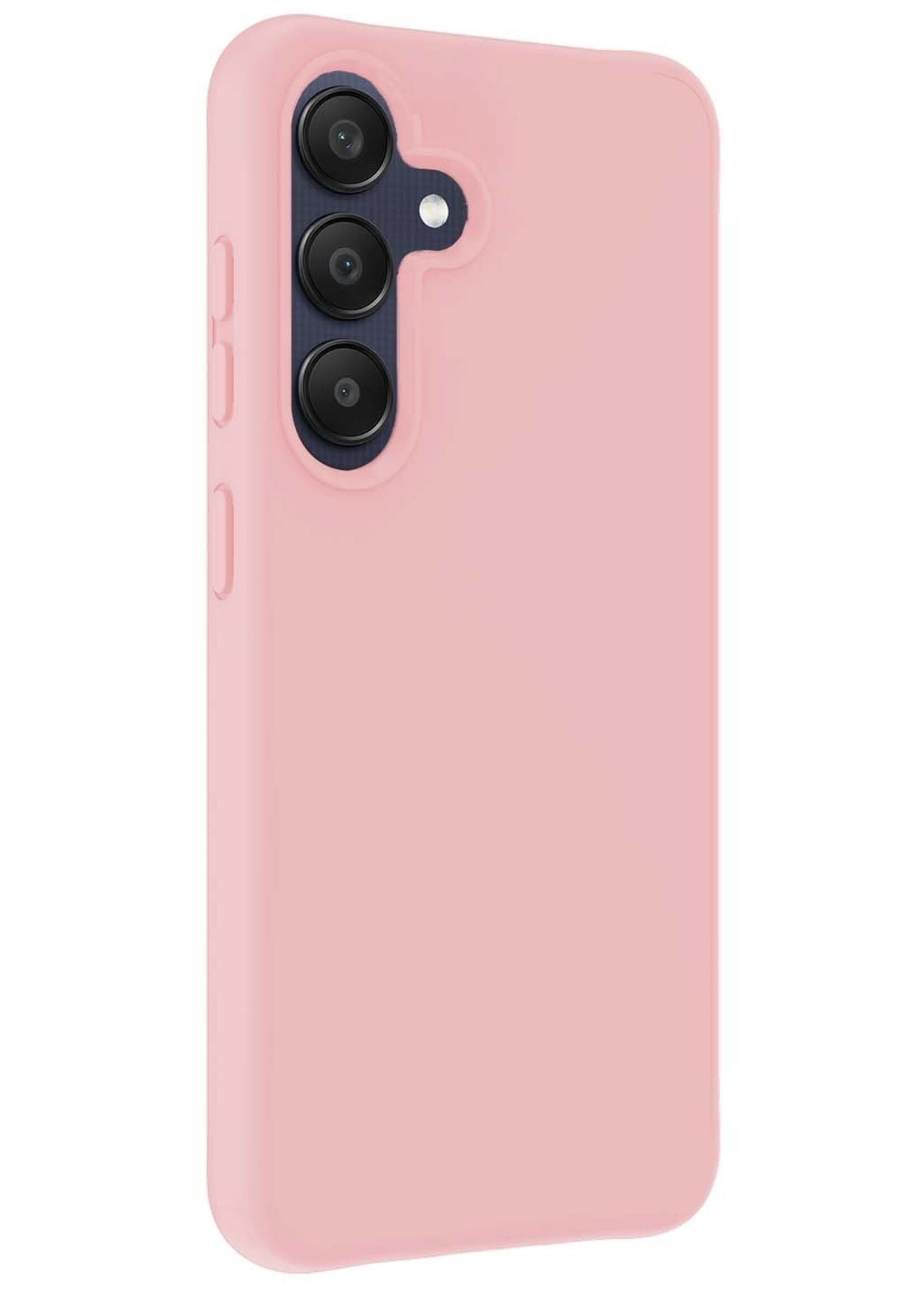 LUQ Hoesje Geschikt voor Samsung A25 Hoesje Siliconen Case Met Screenprotector - Hoes Geschikt voor Samsung Galaxy A25 Hoes Siliconen - Lichtroze