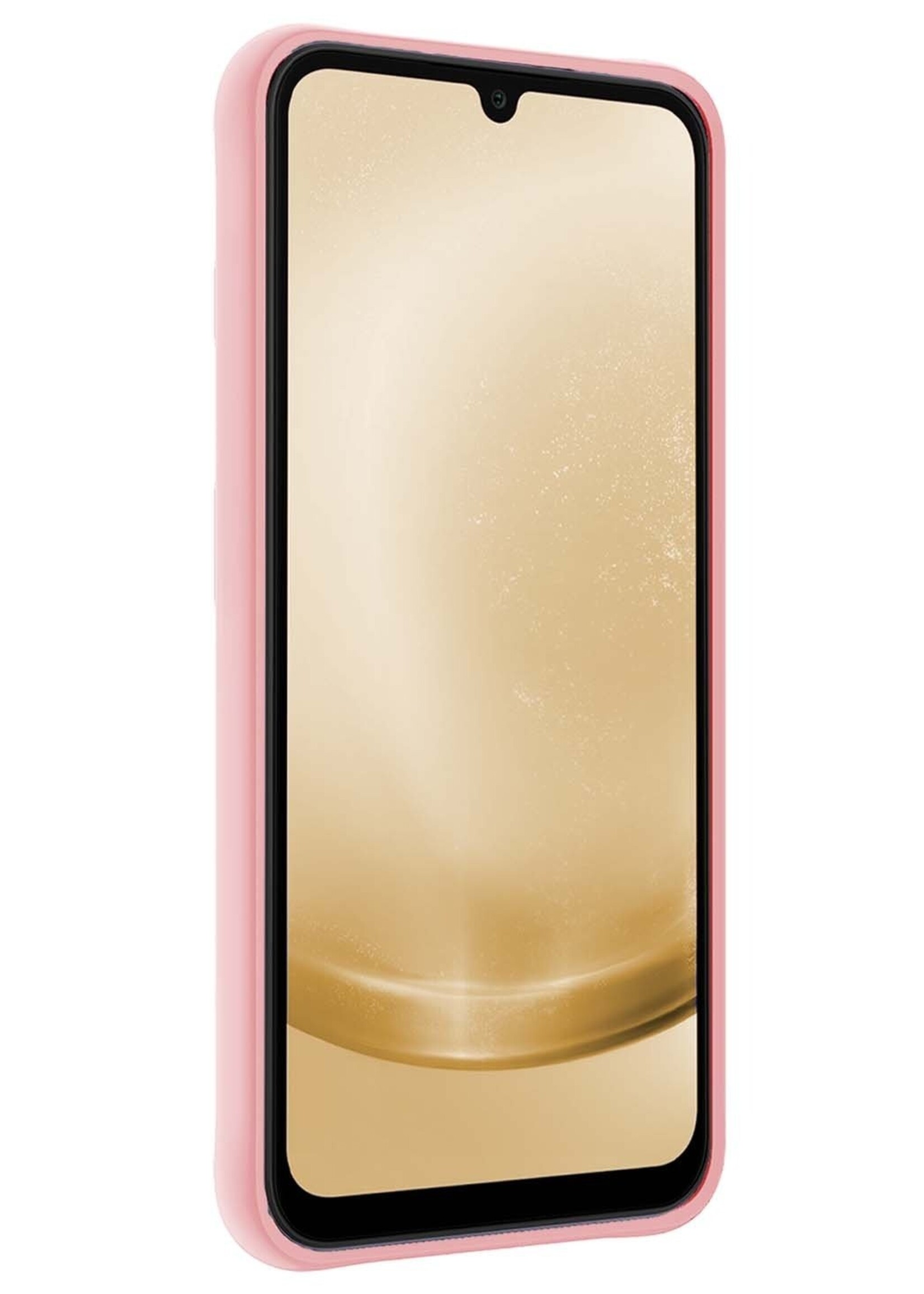 LUQ Hoesje Geschikt voor Samsung A25 Hoesje Siliconen Case Met Screenprotector - Hoes Geschikt voor Samsung Galaxy A25 Hoes Siliconen - Lichtroze