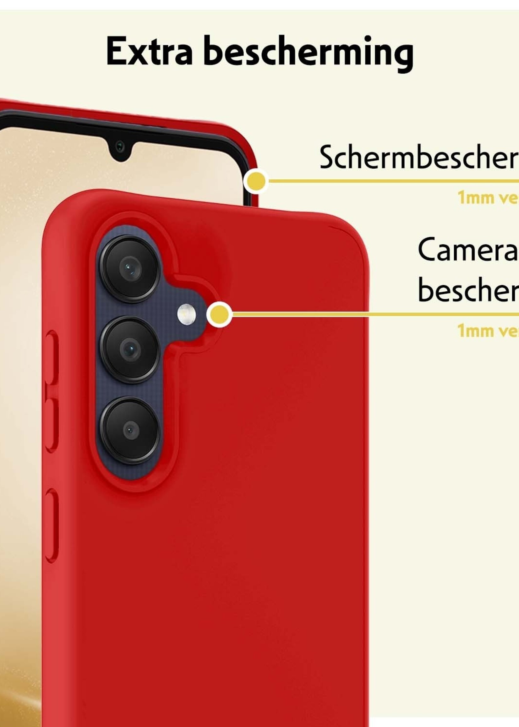 LUQ Hoesje Geschikt voor Samsung A25 Hoesje Siliconen Case Met Screenprotector - Hoes Geschikt voor Samsung Galaxy A25 Hoes Siliconen - Rood