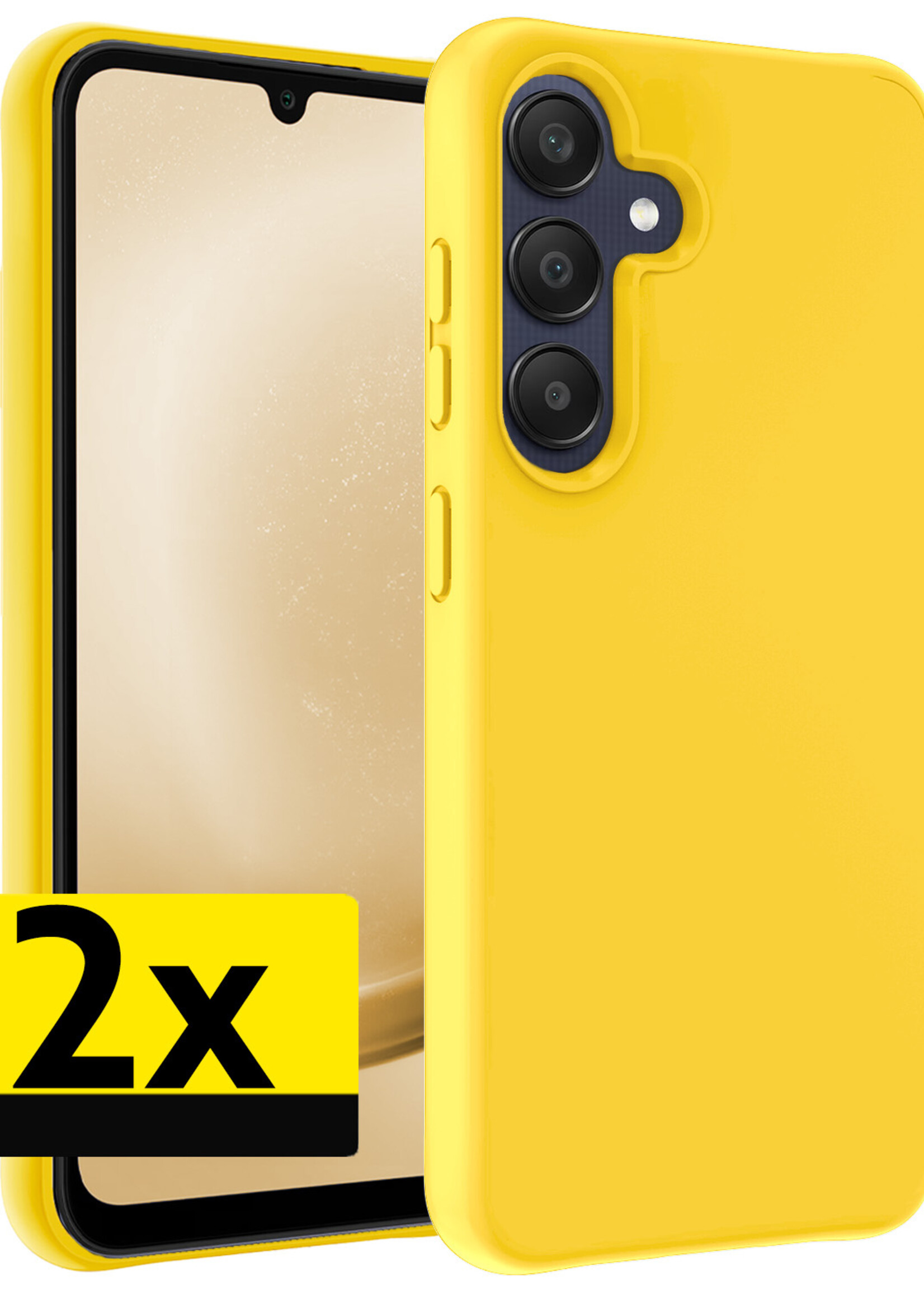 LUQ Hoesje Geschikt voor Samsung A25 Hoesje Siliconen Case - Hoes Geschikt voor Samsung Galaxy A25 Hoes Siliconen - Geel - 2 Stuks