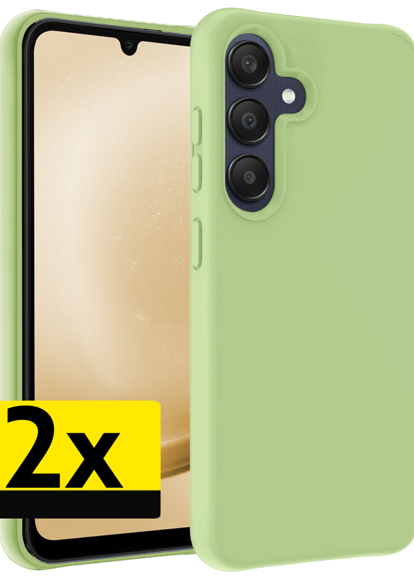 LUQ Hoesje Geschikt voor Samsung A25 Hoesje Siliconen Case - Hoes Geschikt voor Samsung Galaxy A25 Hoes Siliconen - Groen - 2 Stuks