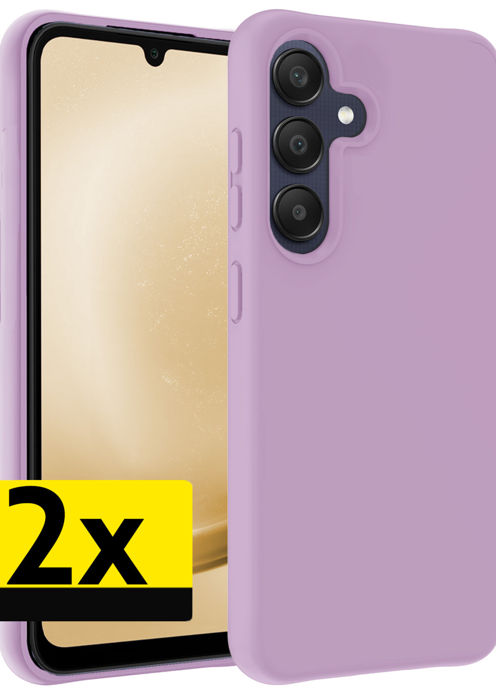 LUQ Hoesje Geschikt voor Samsung A25 Hoesje Siliconen Case - Hoes Geschikt voor Samsung Galaxy A25 Hoes Siliconen - Lila - 2 Stuks