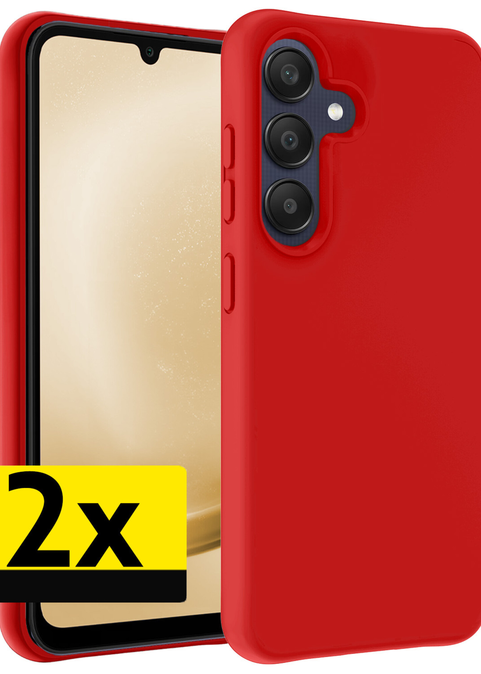 LUQ Hoesje Geschikt voor Samsung A25 Hoesje Siliconen Case - Hoes Geschikt voor Samsung Galaxy A25 Hoes Siliconen - Rood - 2 Stuks