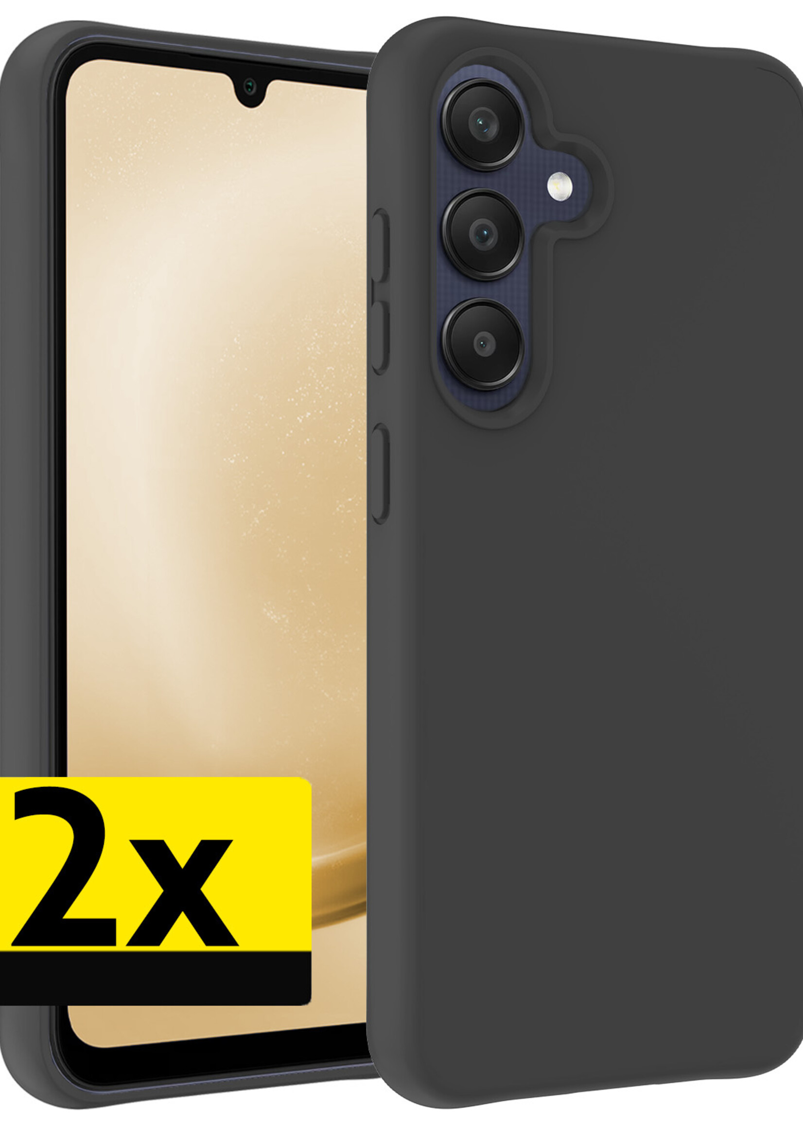 LUQ Hoesje Geschikt voor Samsung A25 Hoesje Siliconen Case - Hoes Geschikt voor Samsung Galaxy A25 Hoes Siliconen - Zwart - 2 Stuks