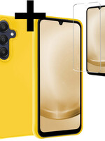 LUQ LUQ Samsung Galaxy A25 Hoesje Siliconen Met Screenprotector - Geel