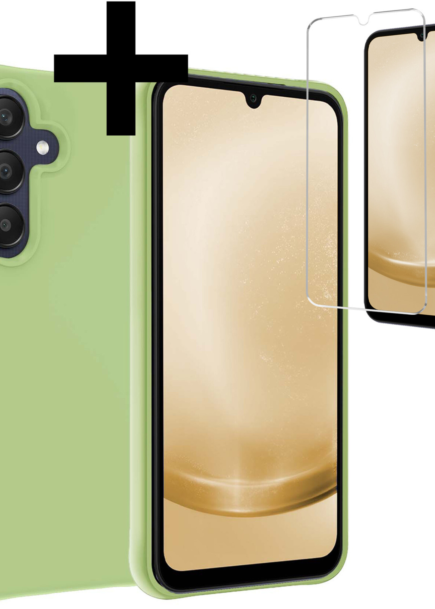 LUQ Hoesje Geschikt voor Samsung A25 Hoesje Siliconen Case Met Screenprotector - Hoes Geschikt voor Samsung Galaxy A25 Hoes Siliconen - Groen