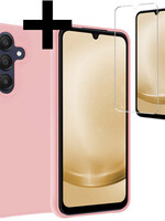 LUQ LUQ Samsung Galaxy A25 Hoesje Siliconen Met Screenprotector - Lichtroze