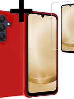LUQ LUQ Samsung Galaxy A25 Hoesje Siliconen Met Screenprotector - Rood