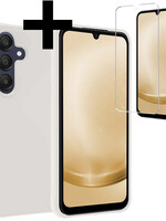 LUQ LUQ Samsung Galaxy A25 Hoesje Siliconen Met Screenprotector - Wit