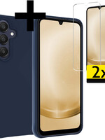 LUQ LUQ Samsung Galaxy A25 Hoesje Siliconen Met 2x Screenprotector - Donkerblauw