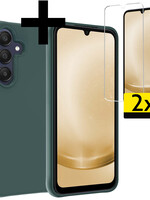 LUQ LUQ Samsung Galaxy A25 Hoesje Siliconen Met 2x Screenprotector - Donkergroen