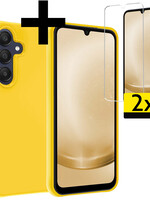LUQ LUQ Samsung Galaxy A25 Hoesje Siliconen Met 2x Screenprotector - Geel