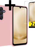 LUQ LUQ Samsung Galaxy A25 Hoesje Siliconen Met 2x Screenprotector - Lichtroze