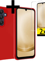 LUQ LUQ Samsung Galaxy A25 Hoesje Siliconen Met 2x Screenprotector - Rood