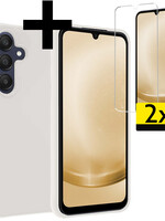 LUQ LUQ Samsung Galaxy A25 Hoesje Siliconen Met 2x Screenprotector - Wit