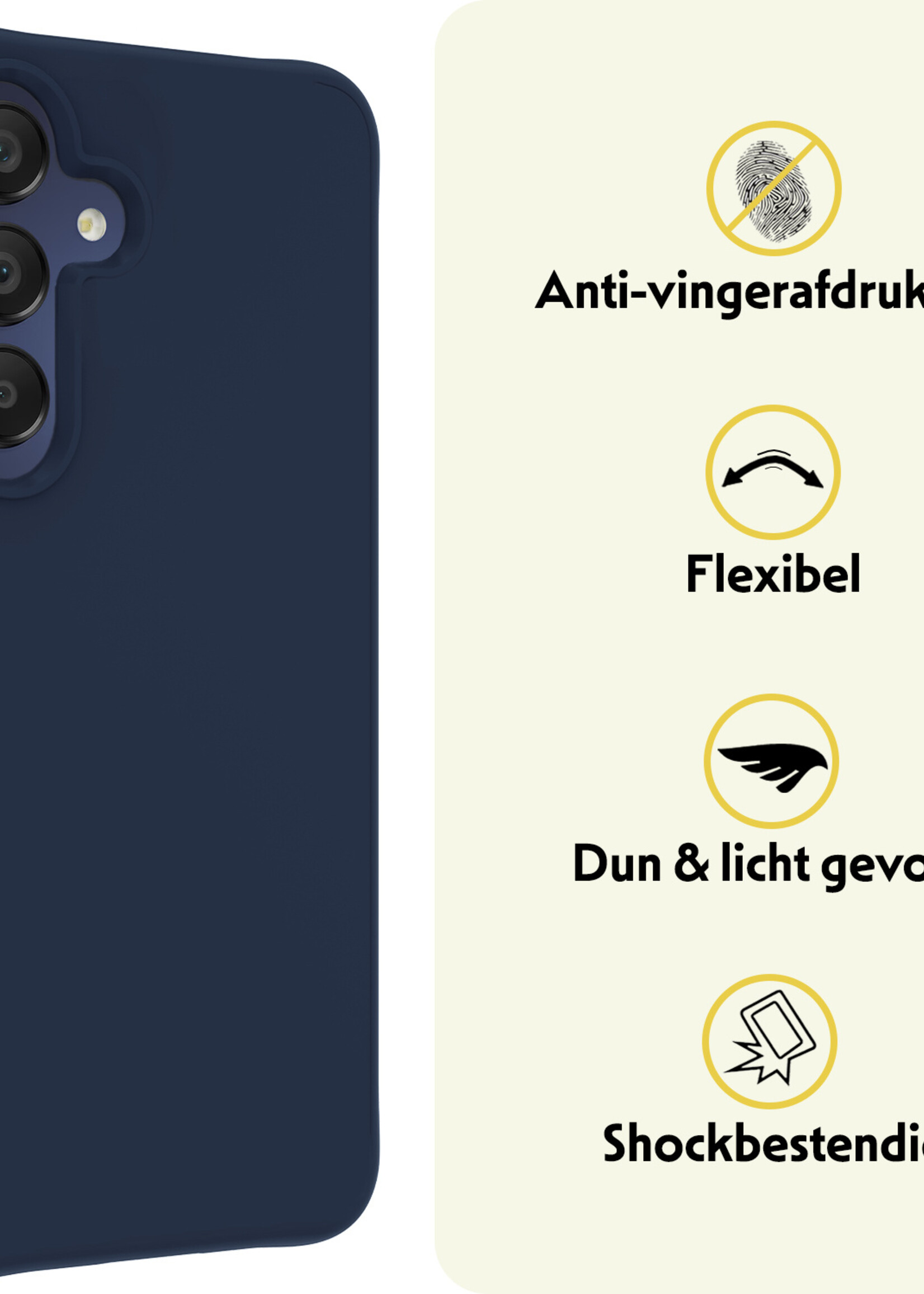 LUQ Hoesje Geschikt voor Samsung A15 Hoesje Siliconen Case - Hoes Geschikt voor Samsung Galaxy A15 Hoes Siliconen - Donkerblauw