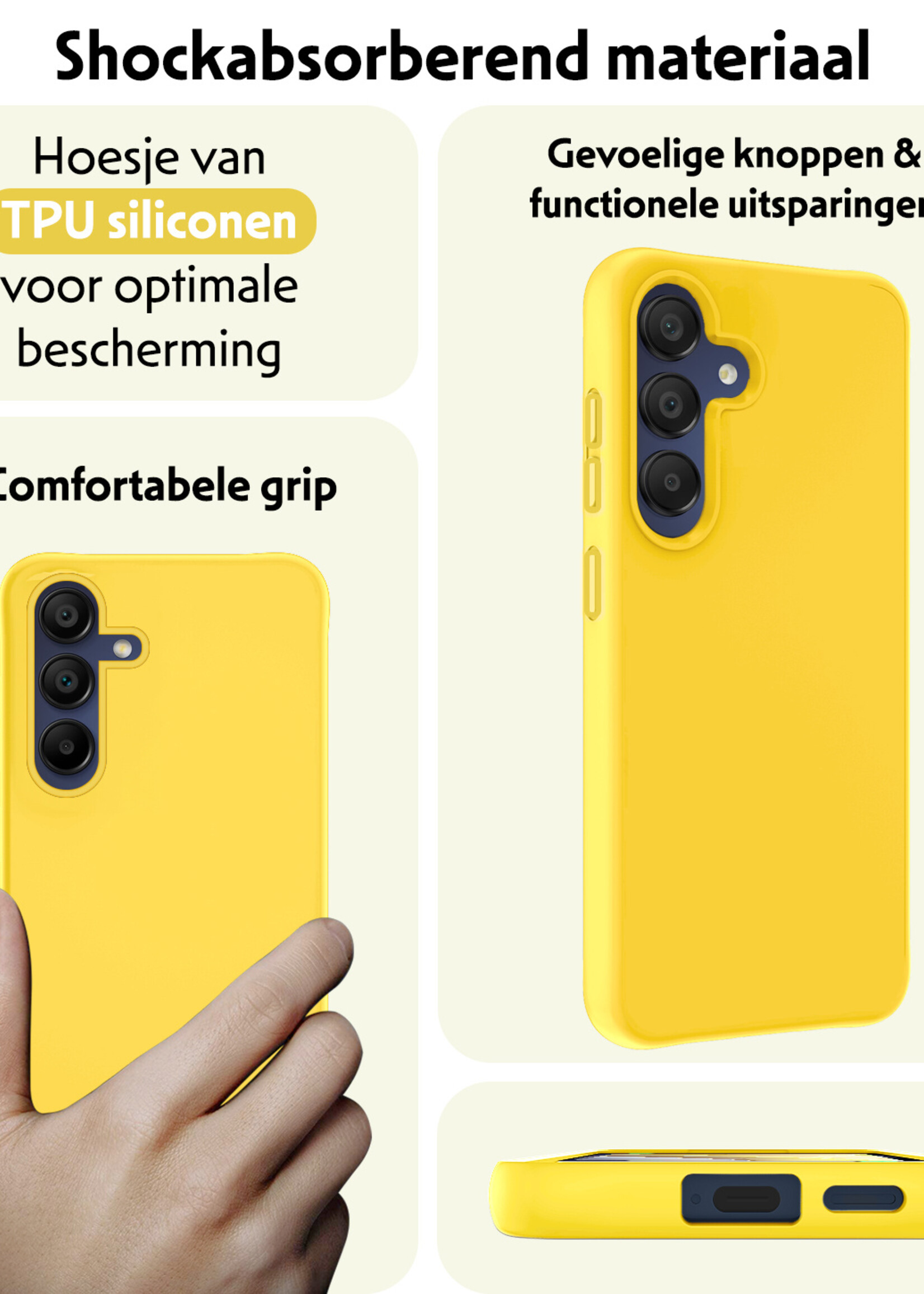 LUQ Hoesje Geschikt voor Samsung A15 Hoesje Siliconen Case - Hoes Geschikt voor Samsung Galaxy A15 Hoes Siliconen - Geel
