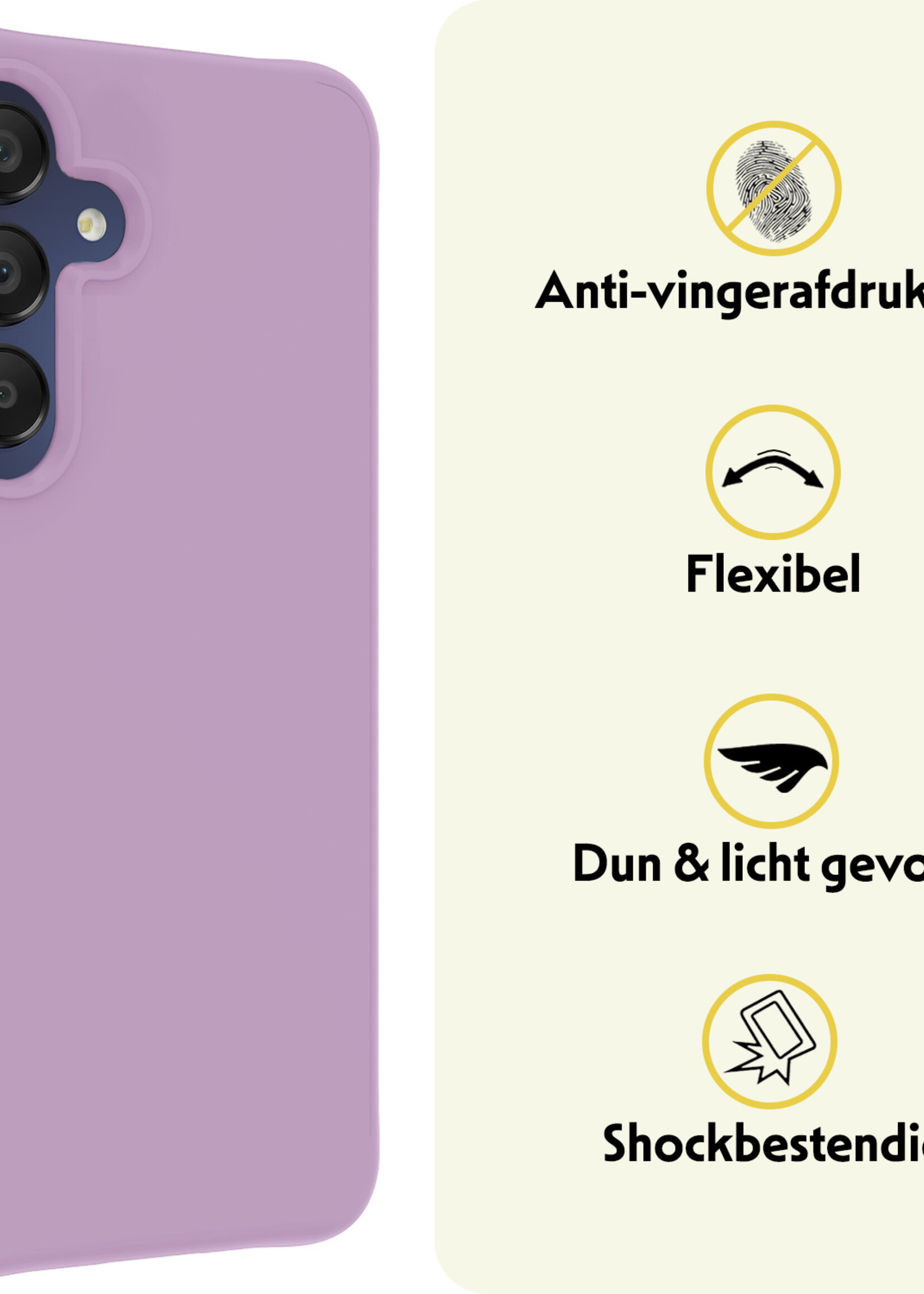 LUQ Hoesje Geschikt voor Samsung A15 Hoesje Siliconen Case - Hoes Geschikt voor Samsung Galaxy A15 Hoes Siliconen - Lila