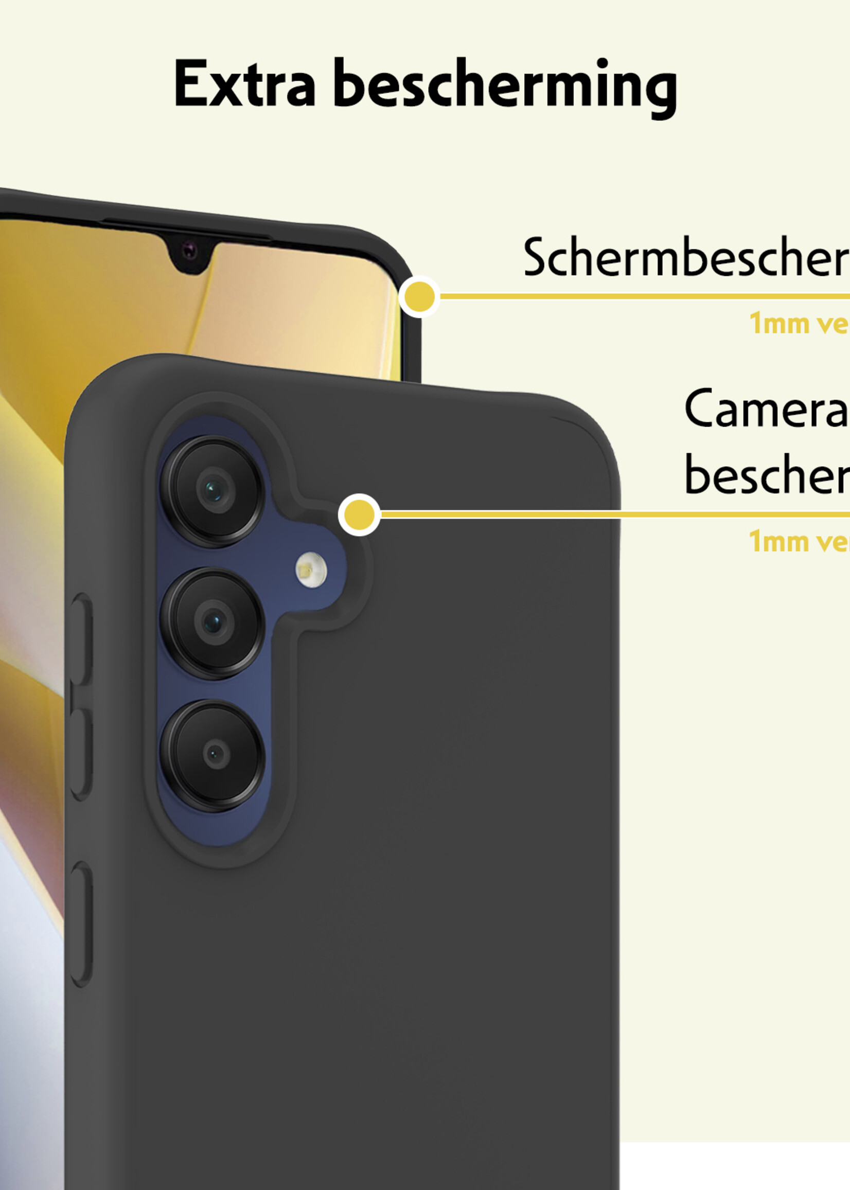 LUQ Hoesje Geschikt voor Samsung A15 Hoesje Siliconen Case - Hoes Geschikt voor Samsung Galaxy A15 Hoes Siliconen - Zwart