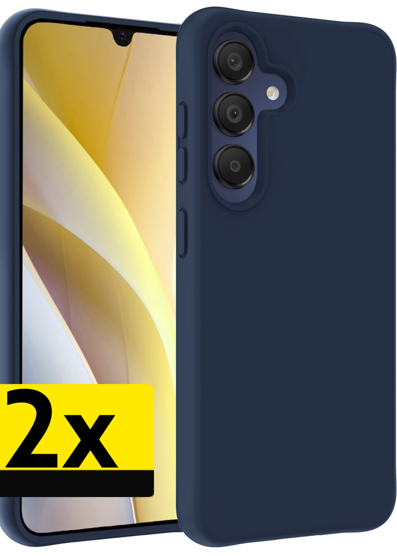 LUQ Hoesje Geschikt voor Samsung A15 Hoesje Siliconen Case - Hoes Geschikt voor Samsung Galaxy A15 Hoes Siliconen - Donkerblauw - 2 Stuks