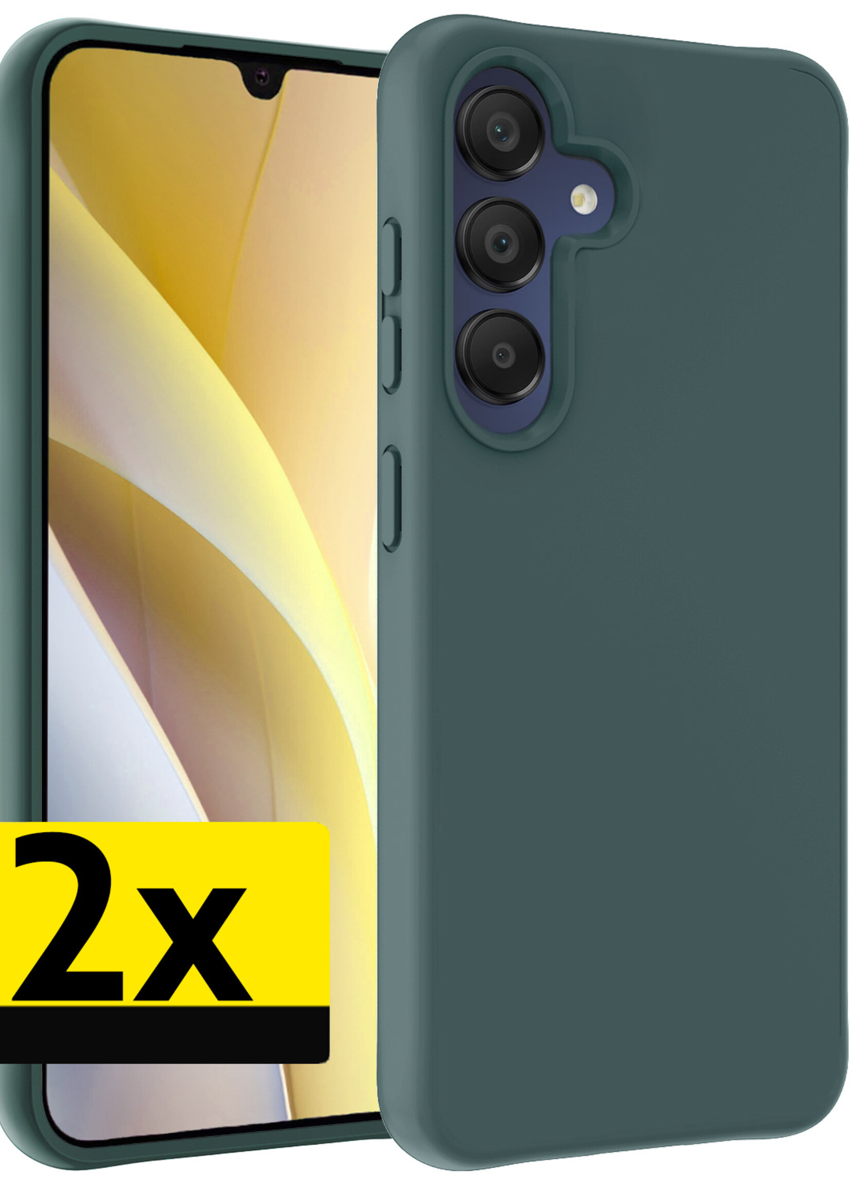 LUQ Hoesje Geschikt voor Samsung A15 Hoesje Siliconen Case - Hoes Geschikt voor Samsung Galaxy A15 Hoes Siliconen - Donkergroen - 2 Stuks