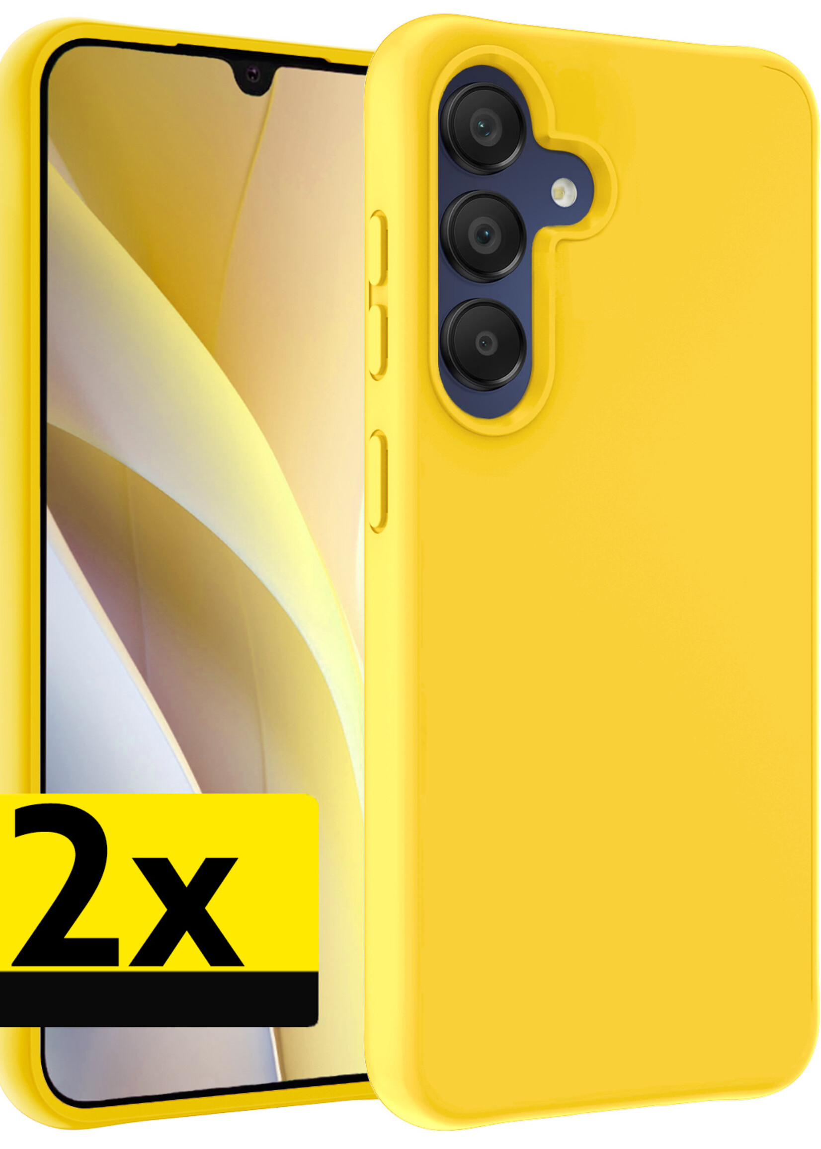 LUQ Hoesje Geschikt voor Samsung A15 Hoesje Siliconen Case - Hoes Geschikt voor Samsung Galaxy A15 Hoes Siliconen - Geel - 2 Stuks