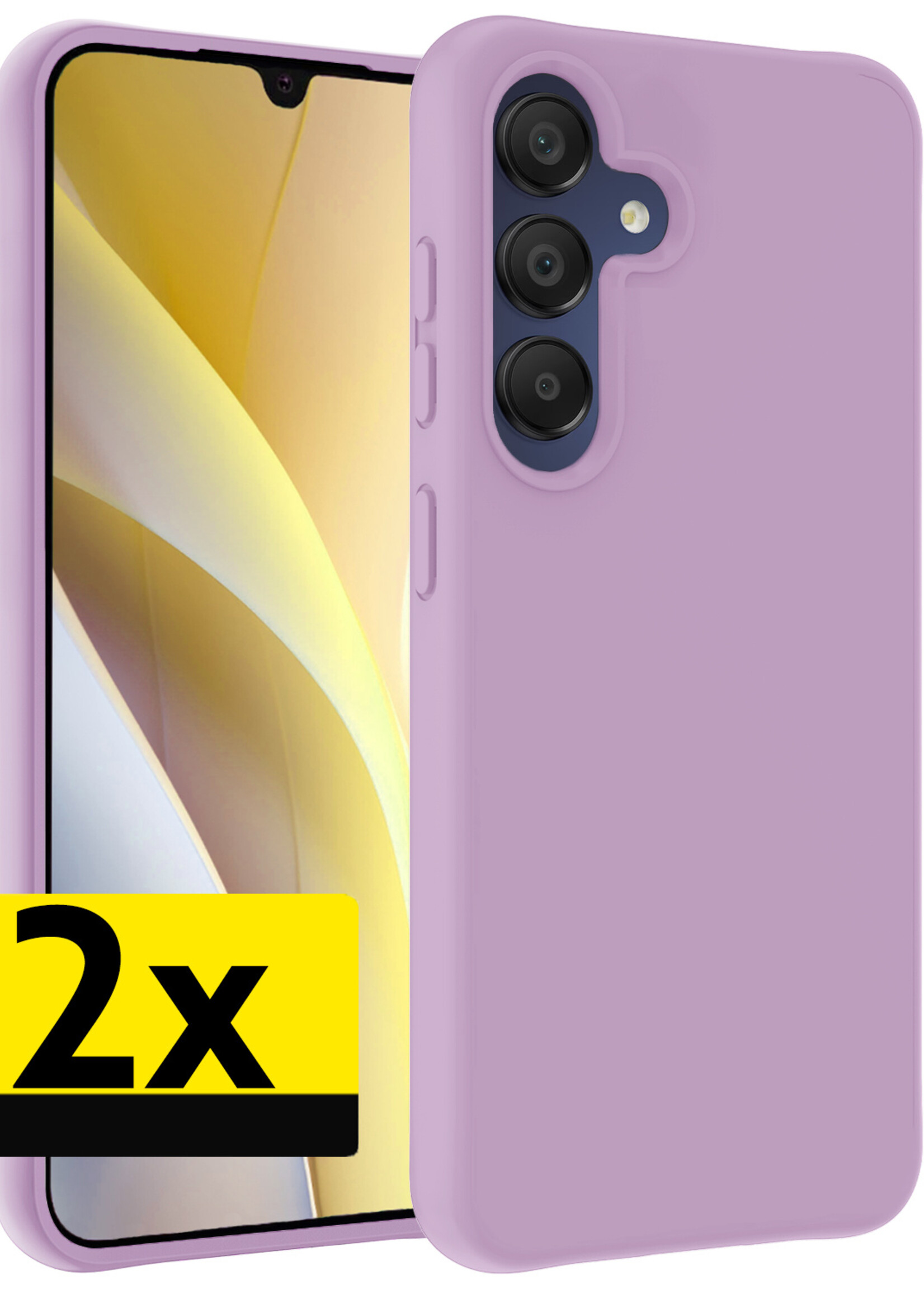 LUQ Hoesje Geschikt voor Samsung A15 Hoesje Siliconen Case - Hoes Geschikt voor Samsung Galaxy A15 Hoes Siliconen - Lila - 2 Stuks