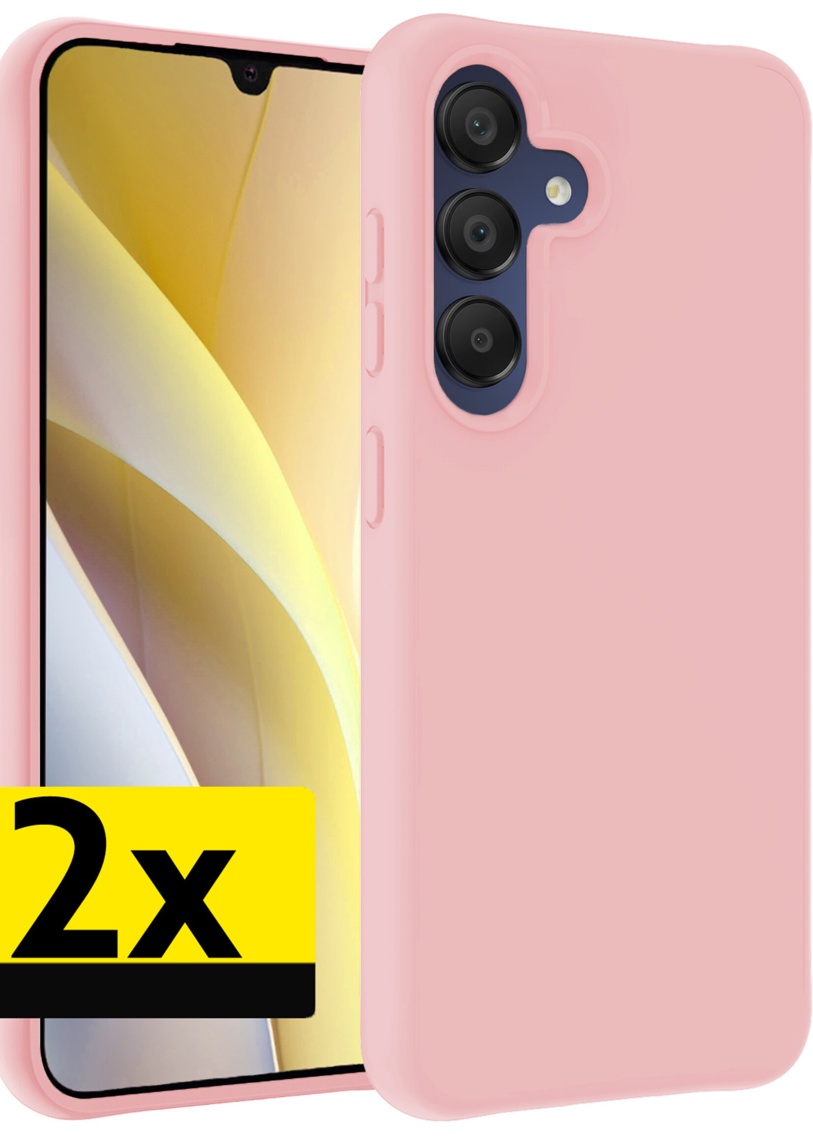 LUQ Hoesje Geschikt voor Samsung A15 Hoesje Siliconen Case - Hoes Geschikt voor Samsung Galaxy A15 Hoes Siliconen - Lichtroze - 2 Stuks