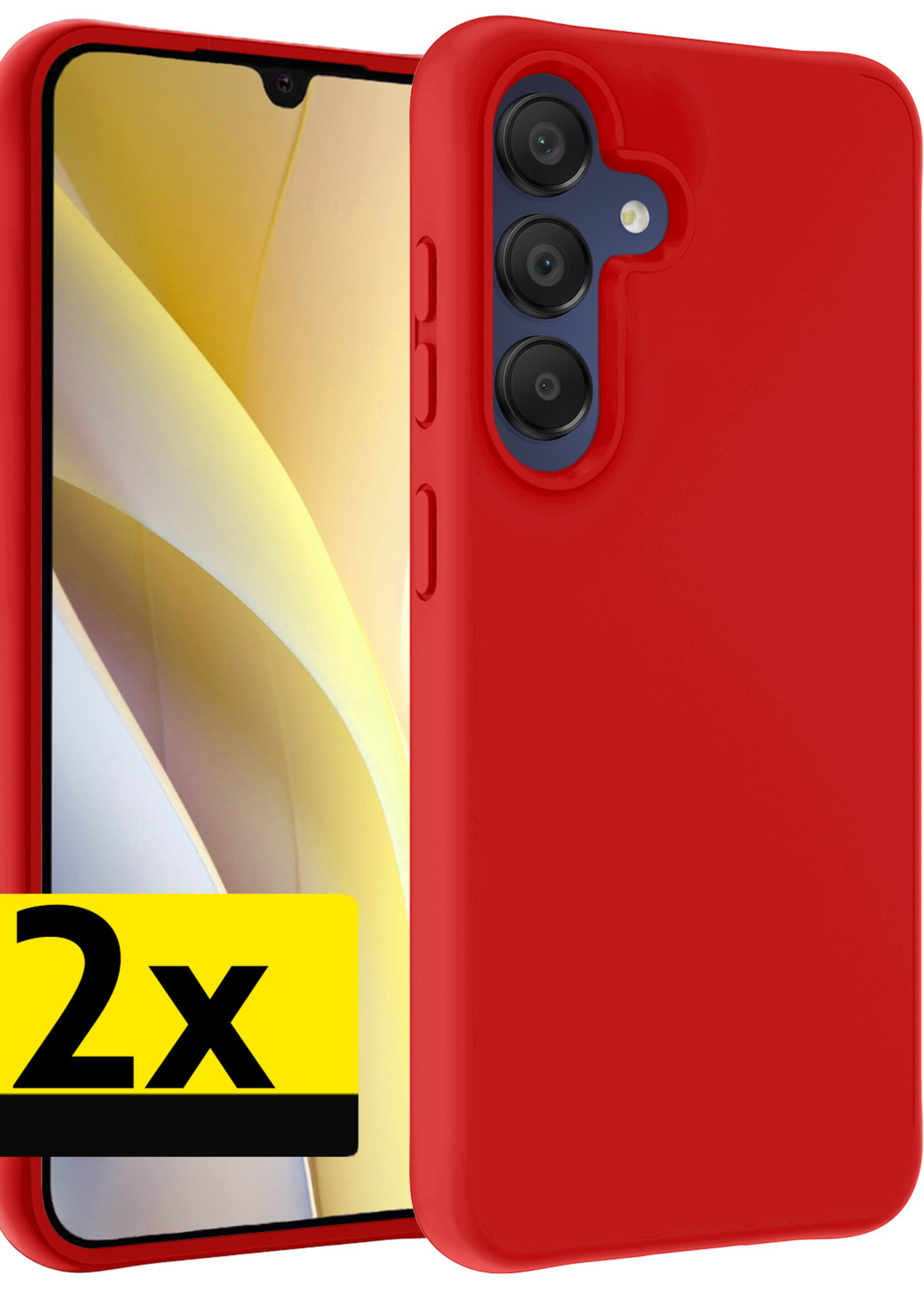 LUQ Hoesje Geschikt voor Samsung A15 Hoesje Siliconen Case - Hoes Geschikt voor Samsung Galaxy A15 Hoes Siliconen - Rood - 2 Stuks