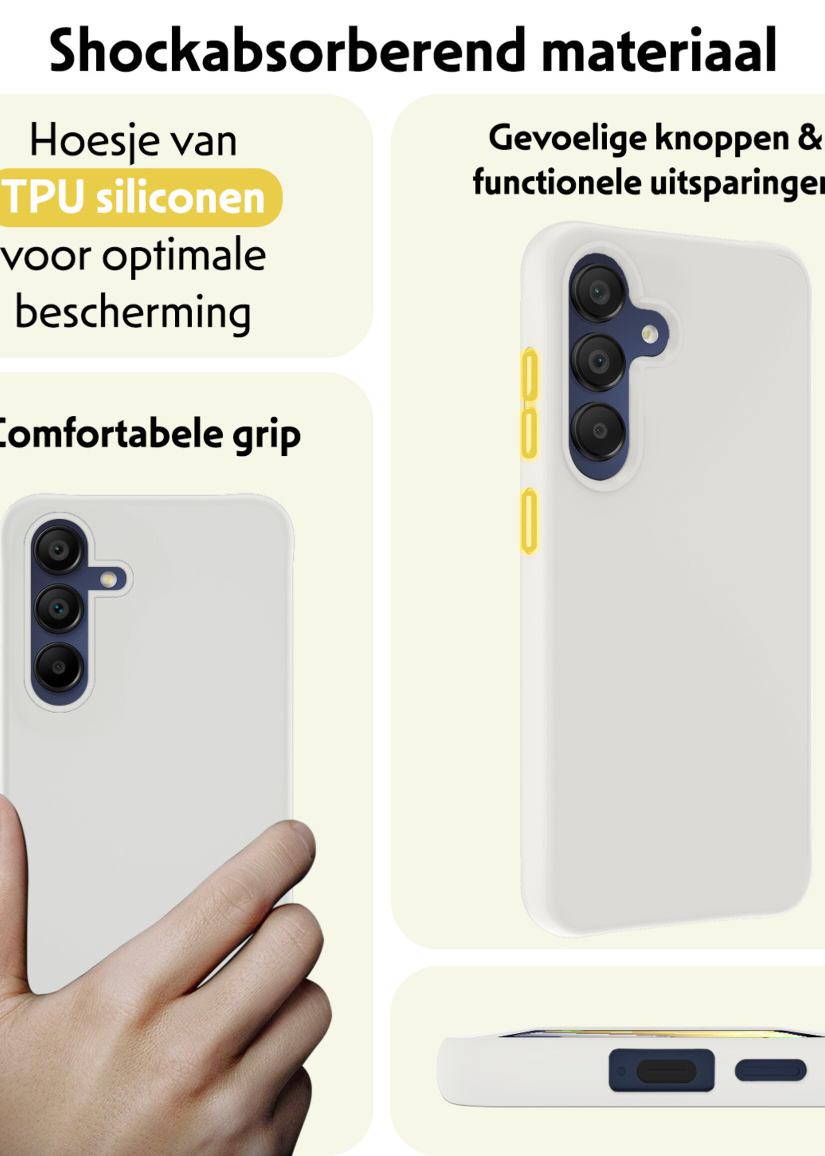 LUQ Hoesje Geschikt voor Samsung A15 Hoesje Siliconen Case - Hoes Geschikt voor Samsung Galaxy A15 Hoes Siliconen - Wit - 2 Stuks