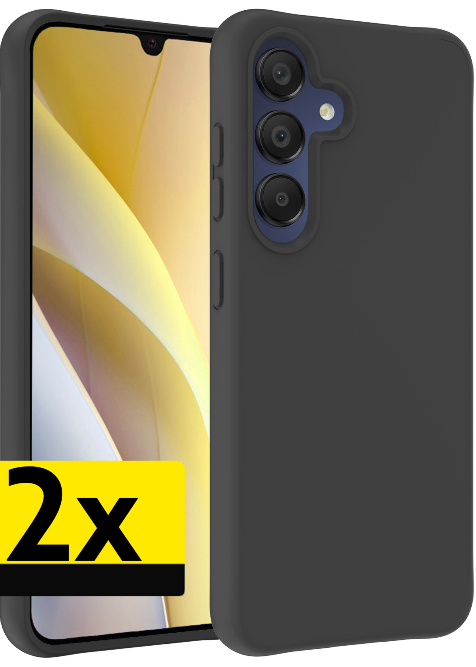 LUQ Hoesje Geschikt voor Samsung A15 Hoesje Siliconen Case - Hoes Geschikt voor Samsung Galaxy A15 Hoes Siliconen - Zwart - 2 Stuks