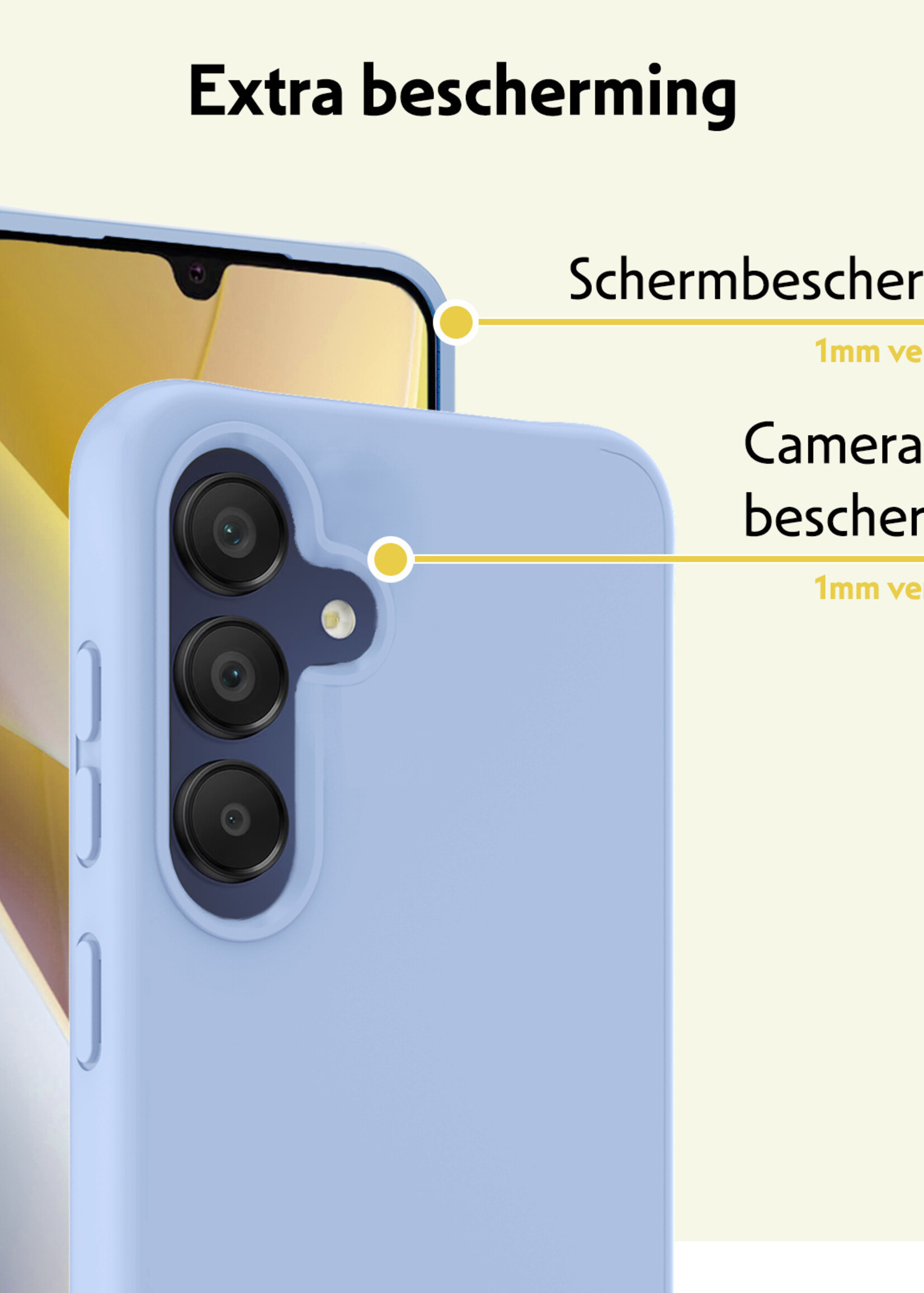 LUQ Hoesje Geschikt voor Samsung A15 Hoesje Siliconen Case Met Screenprotector - Hoes Geschikt voor Samsung Galaxy A15 Hoes Siliconen - Lichtblauw