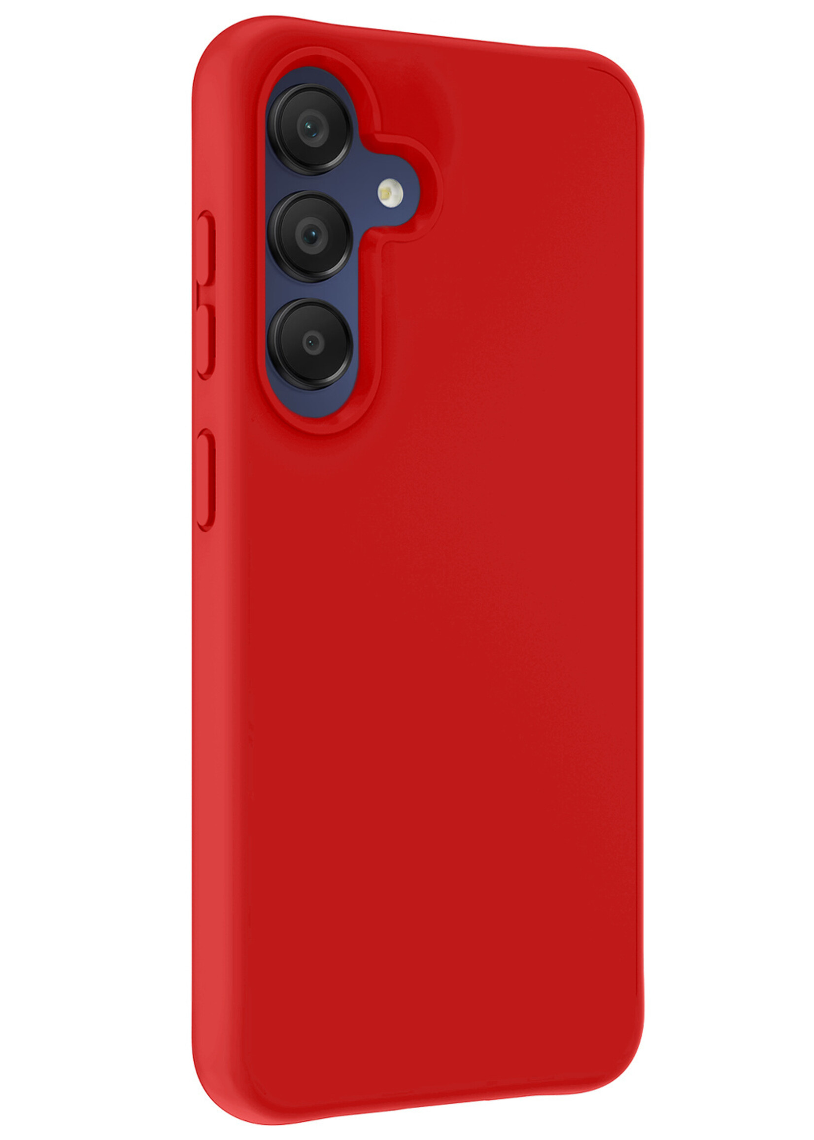 LUQ Hoesje Geschikt voor Samsung A15 Hoesje Siliconen Case Met Screenprotector - Hoes Geschikt voor Samsung Galaxy A15 Hoes Siliconen - Rood