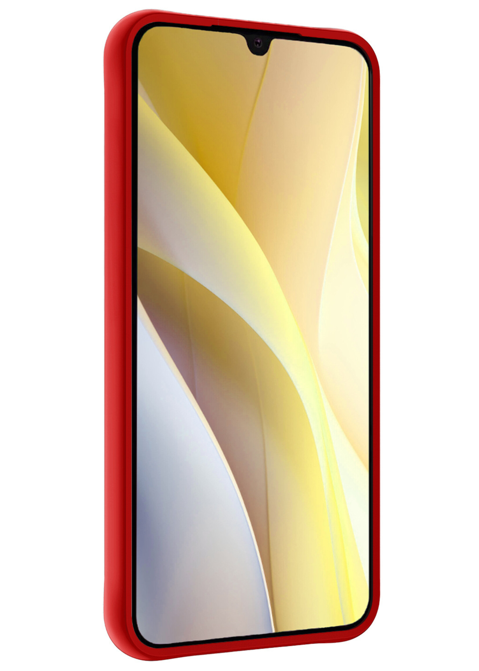 LUQ Hoesje Geschikt voor Samsung A15 Hoesje Siliconen Case Met Screenprotector - Hoes Geschikt voor Samsung Galaxy A15 Hoes Siliconen - Rood