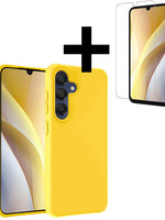 LUQ LUQ Samsung Galaxy A15 Hoesje Siliconen Met Screenprotector - Geel