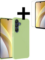 LUQ LUQ Samsung Galaxy A15 Hoesje Siliconen Met Screenprotector - Groen