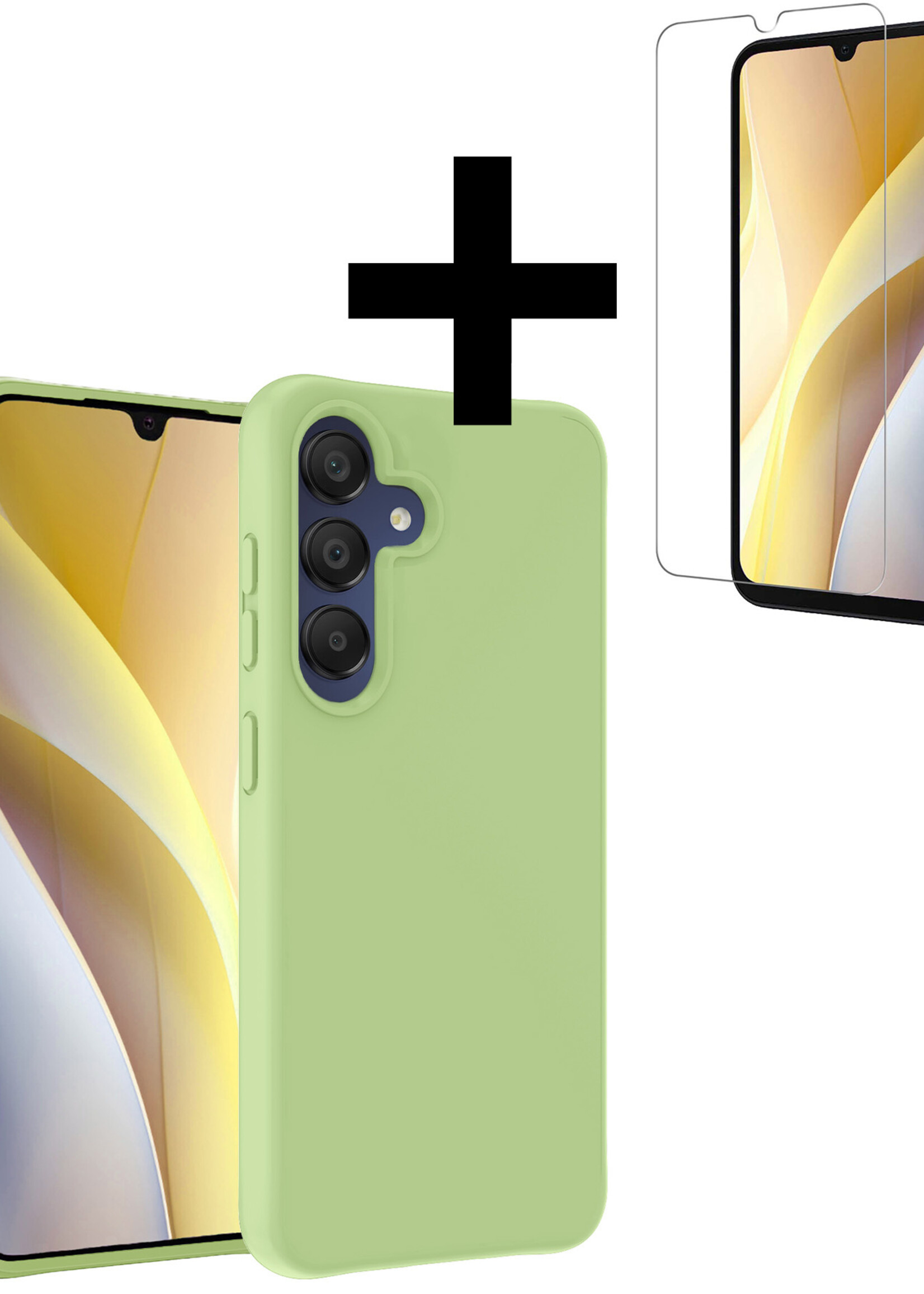 LUQ Hoesje Geschikt voor Samsung A15 Hoesje Siliconen Case Met Screenprotector - Hoes Geschikt voor Samsung Galaxy A15 Hoes Siliconen - Groen