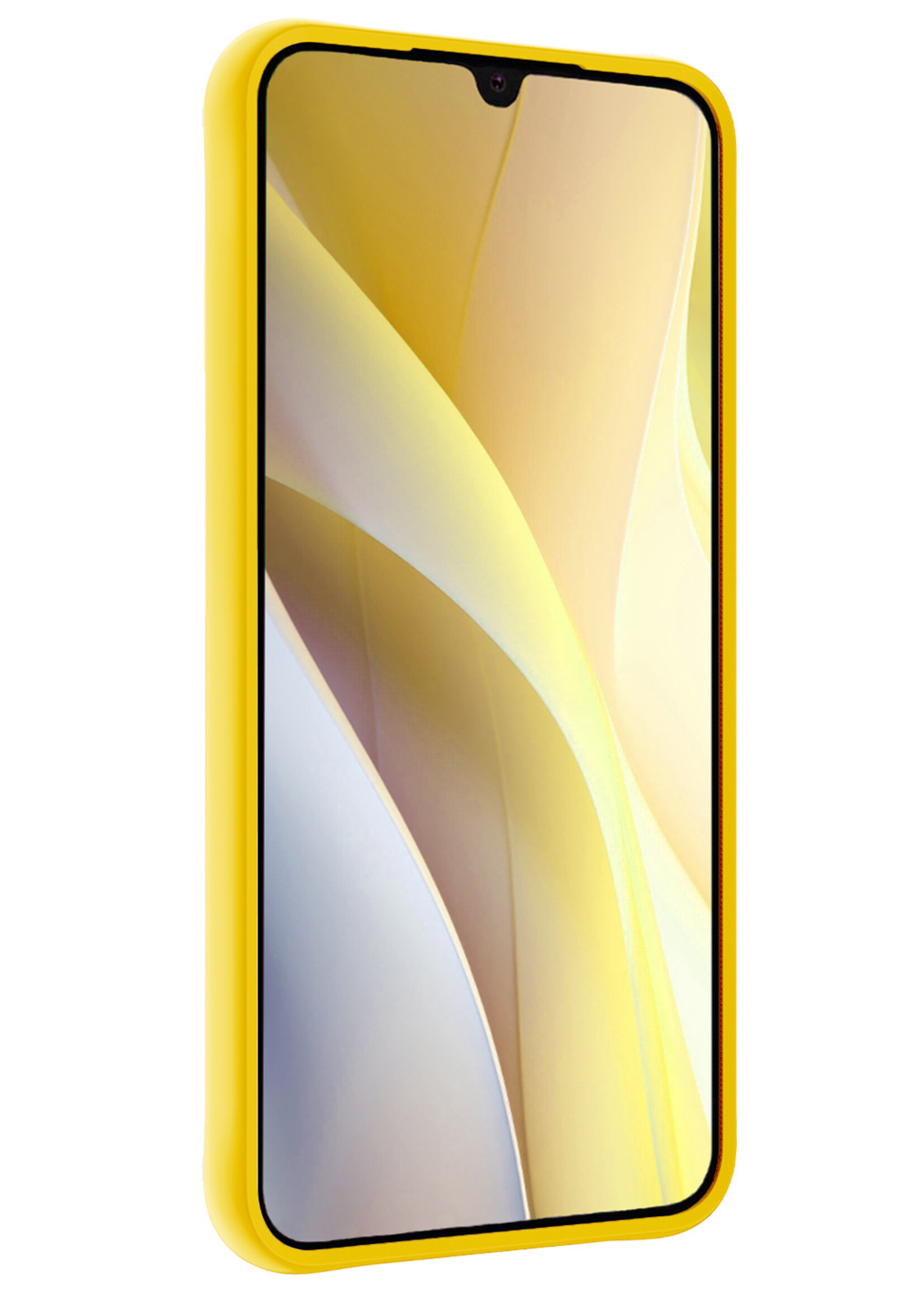 LUQ Hoesje Geschikt voor Samsung A15 Hoesje Siliconen Case Met 2x Screenprotector - Hoes Geschikt voor Samsung Galaxy A15 Hoes Siliconen - Geel