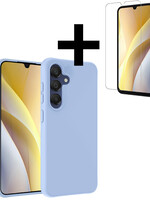 LUQ LUQ Samsung Galaxy A15 Hoesje Siliconen Met Screenprotector - Lichtblauw