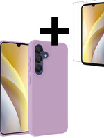 LUQ LUQ Samsung Galaxy A15 Hoesje Siliconen Met Screenprotector - Lila
