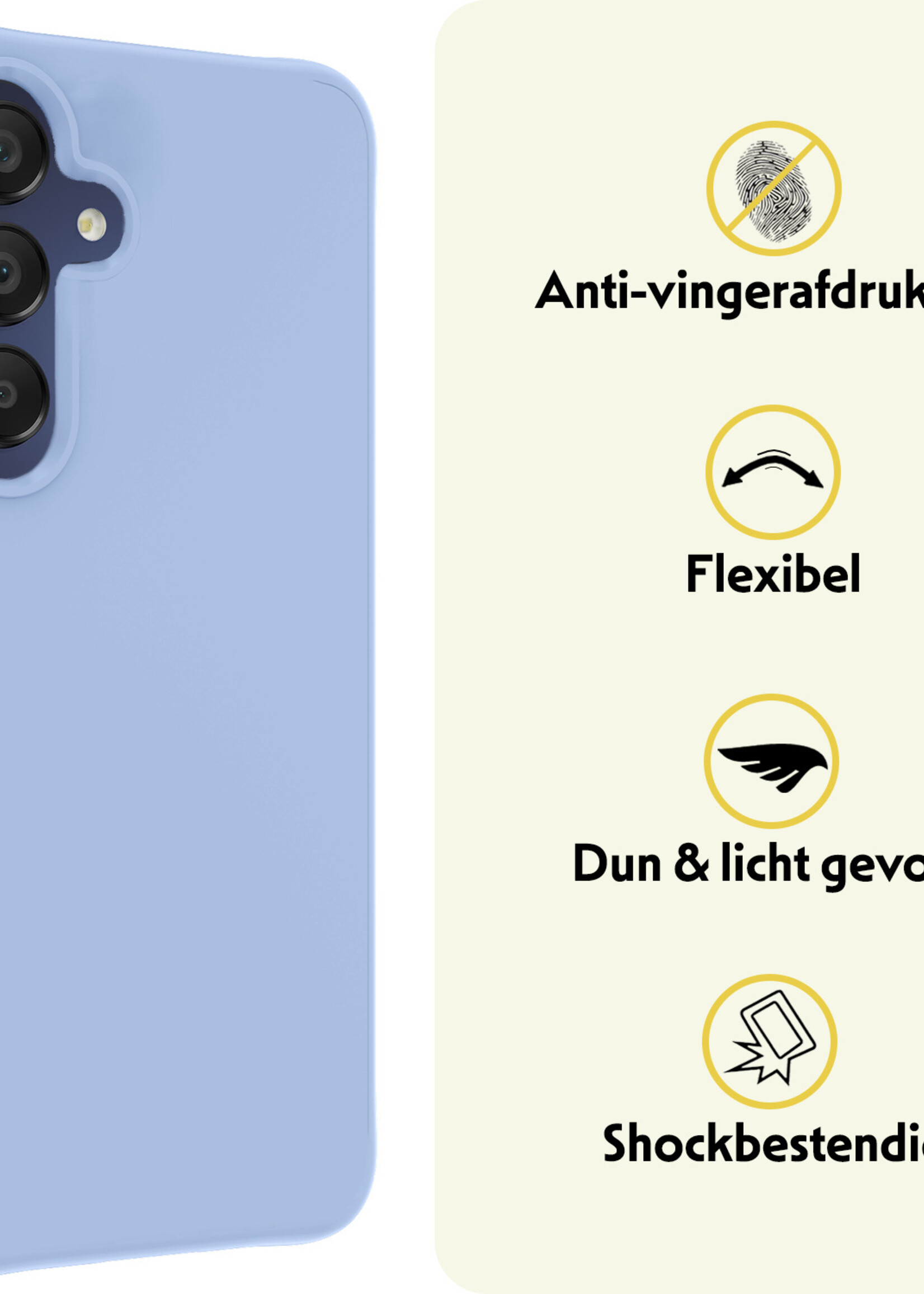 LUQ Hoesje Geschikt voor Samsung A15 Hoesje Siliconen Case Met 2x Screenprotector - Hoes Geschikt voor Samsung Galaxy A15 Hoes Siliconen - Lichtblauw