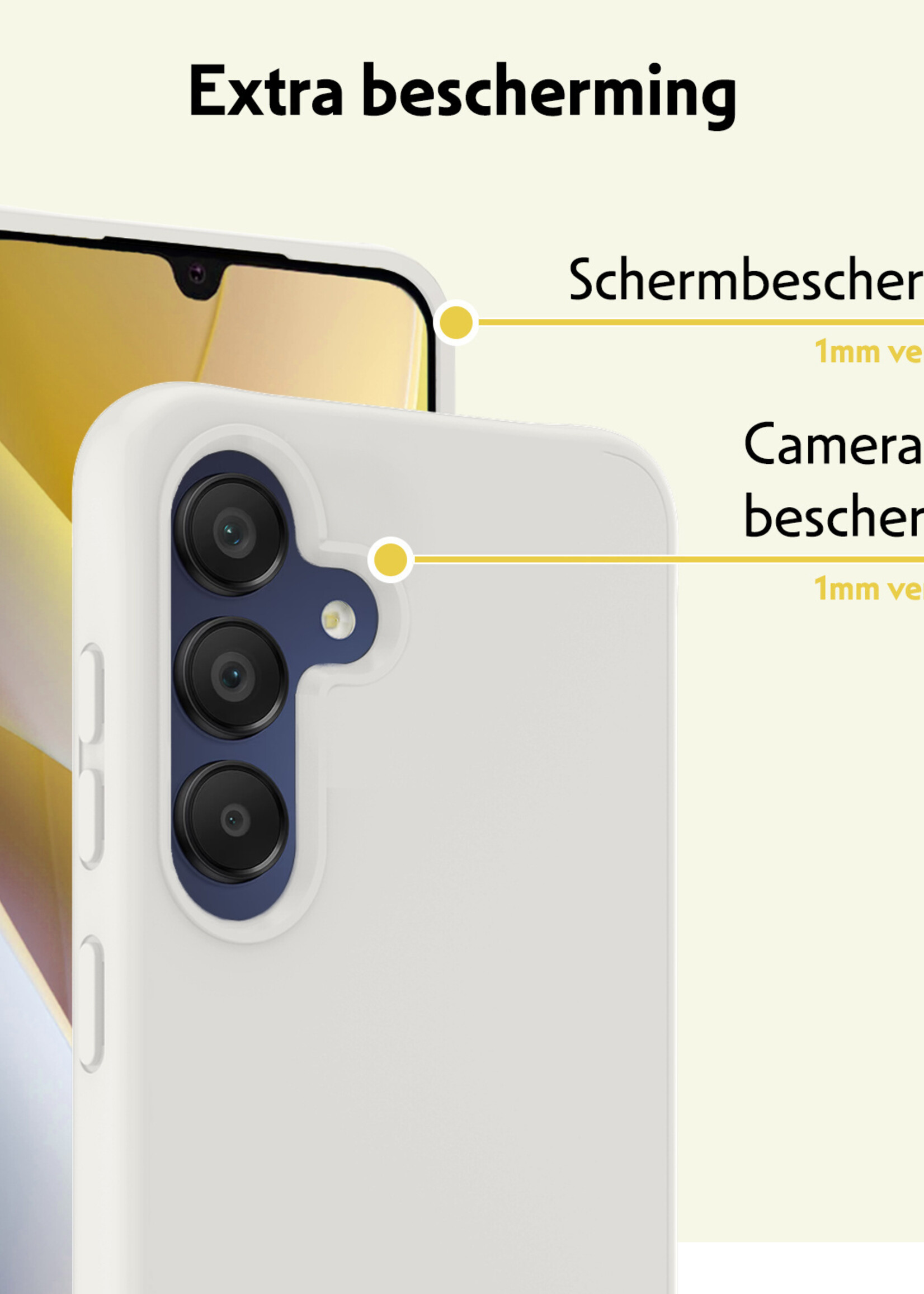 LUQ Hoesje Geschikt voor Samsung A15 Hoesje Siliconen Case Met 2x Screenprotector - Hoes Geschikt voor Samsung Galaxy A15 Hoes Siliconen - Wit