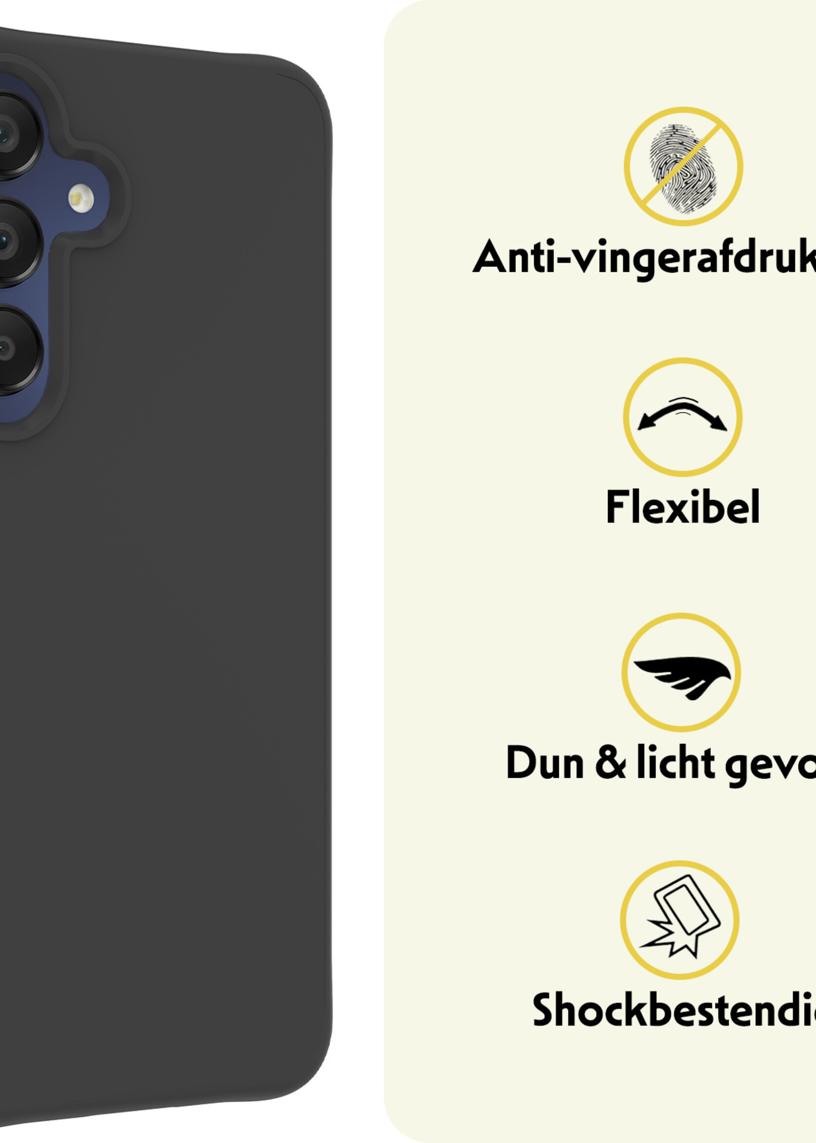 LUQ Hoesje Geschikt voor Samsung A15 Hoesje Siliconen Case Met 2x Screenprotector - Hoes Geschikt voor Samsung Galaxy A15 Hoes Siliconen - Zwart