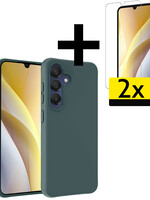 LUQ LUQ Samsung Galaxy A15 Hoesje Siliconen Met 2x Screenprotector - Donkergroen