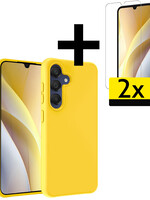 LUQ LUQ Samsung Galaxy A15 Hoesje Siliconen Met 2x Screenprotector - Geel