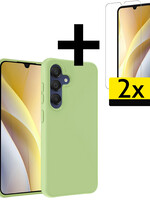 LUQ LUQ Samsung Galaxy A15 Hoesje Siliconen Met 2x Screenprotector - Groen