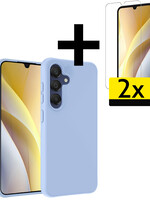 LUQ LUQ Samsung Galaxy A15 Hoesje Siliconen Met 2x Screenprotector - Lichtblauw
