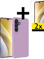 LUQ LUQ Samsung Galaxy A15 Hoesje Siliconen Met 2x Screenprotector - Lila