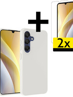 LUQ LUQ Samsung Galaxy A15 Hoesje Siliconen Met 2x Screenprotector - Wit