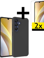 LUQ LUQ Samsung Galaxy A15 Hoesje Siliconen Met 2x Screenprotector - Zwart